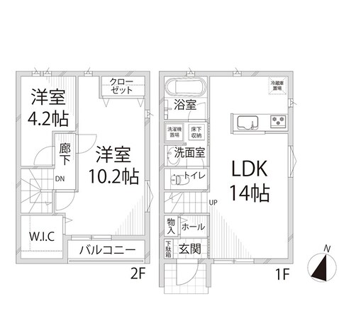 野里駅 徒歩14分 1-2階の物件間取画像